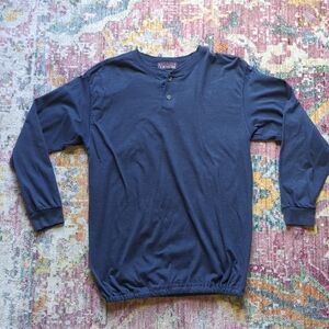 Saturdays Generation Men’s Henley Sweatshirt Blue Size L Long Sleeve Pullover